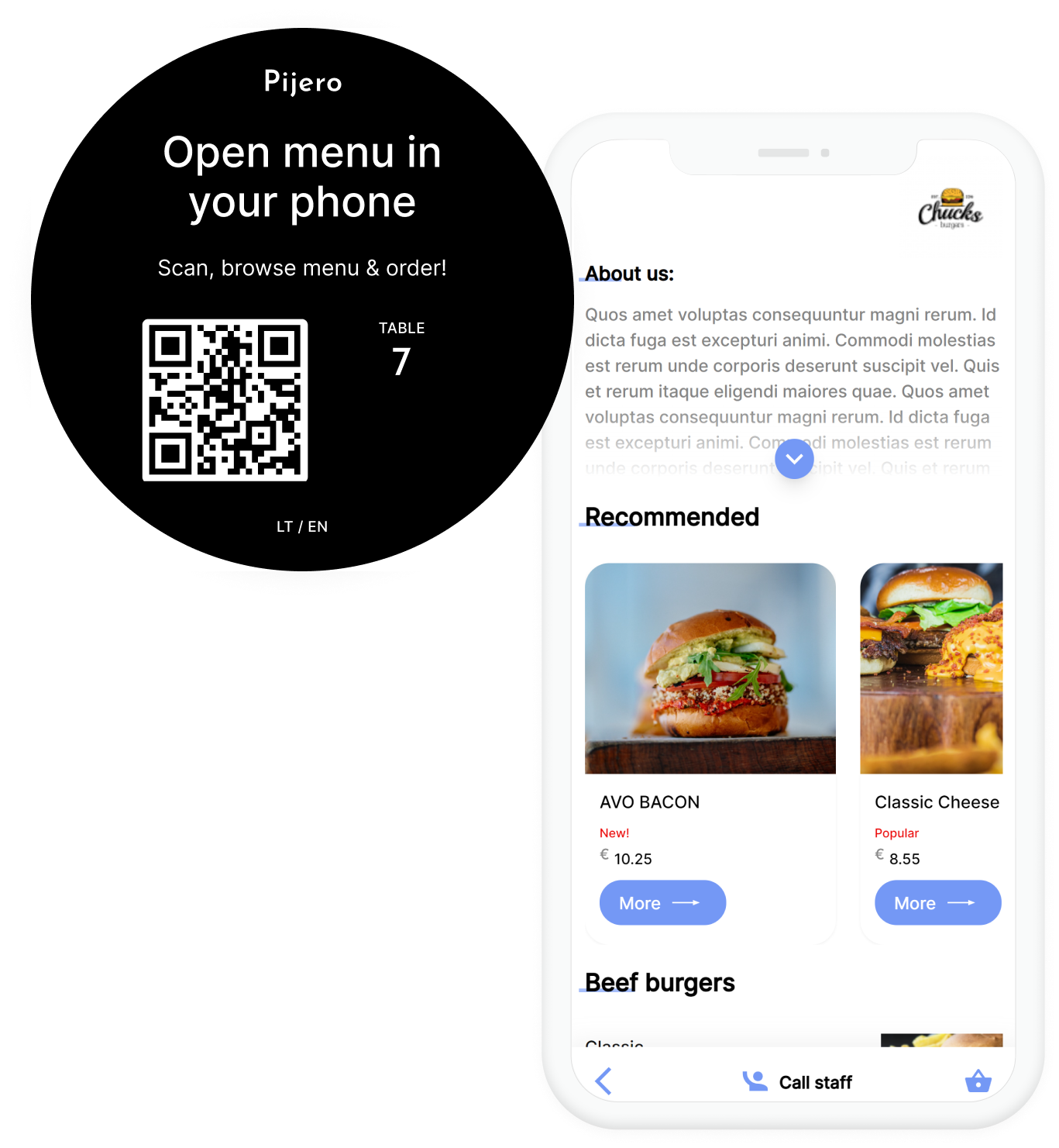 Digital menu & QR code