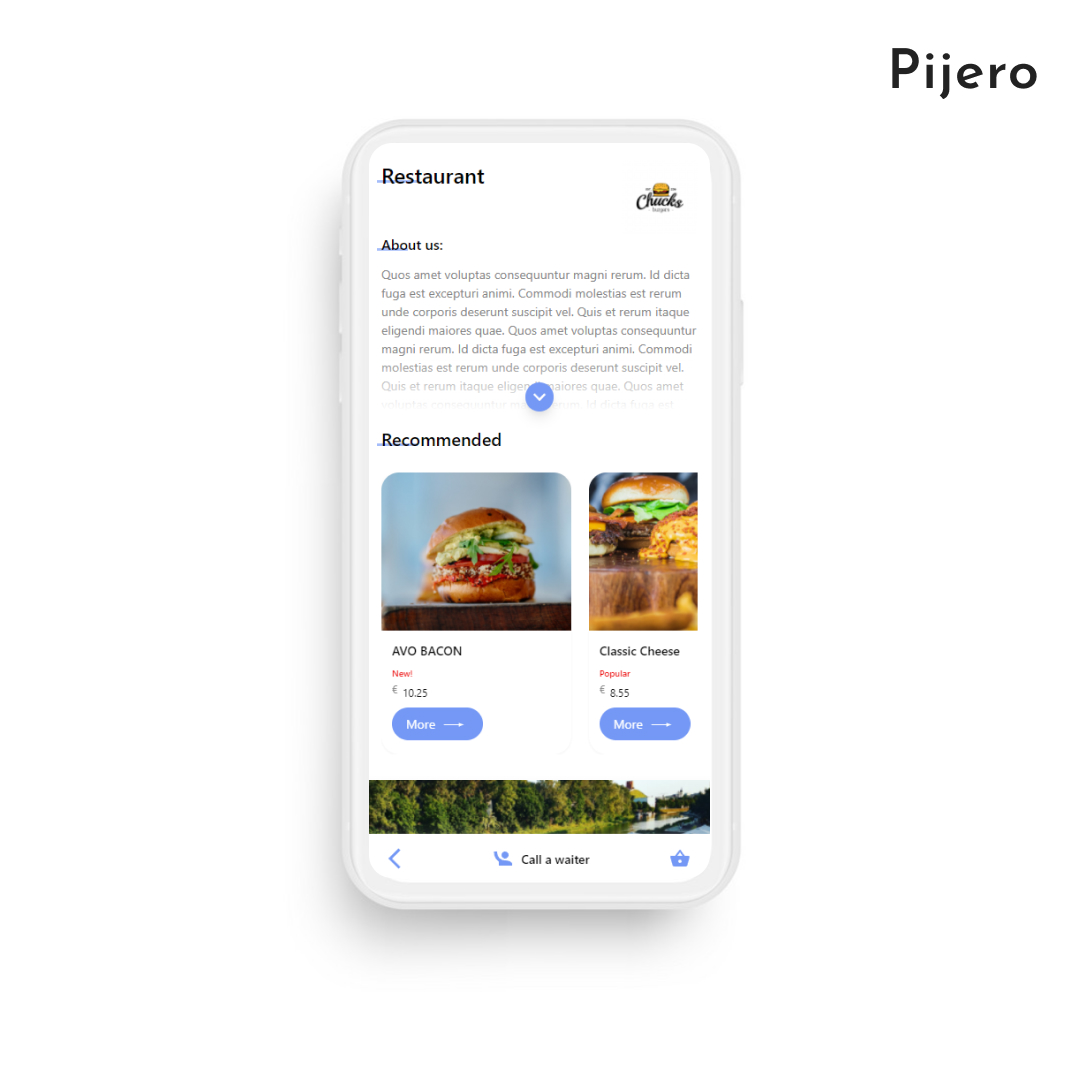 Pijero digital menu recommended items