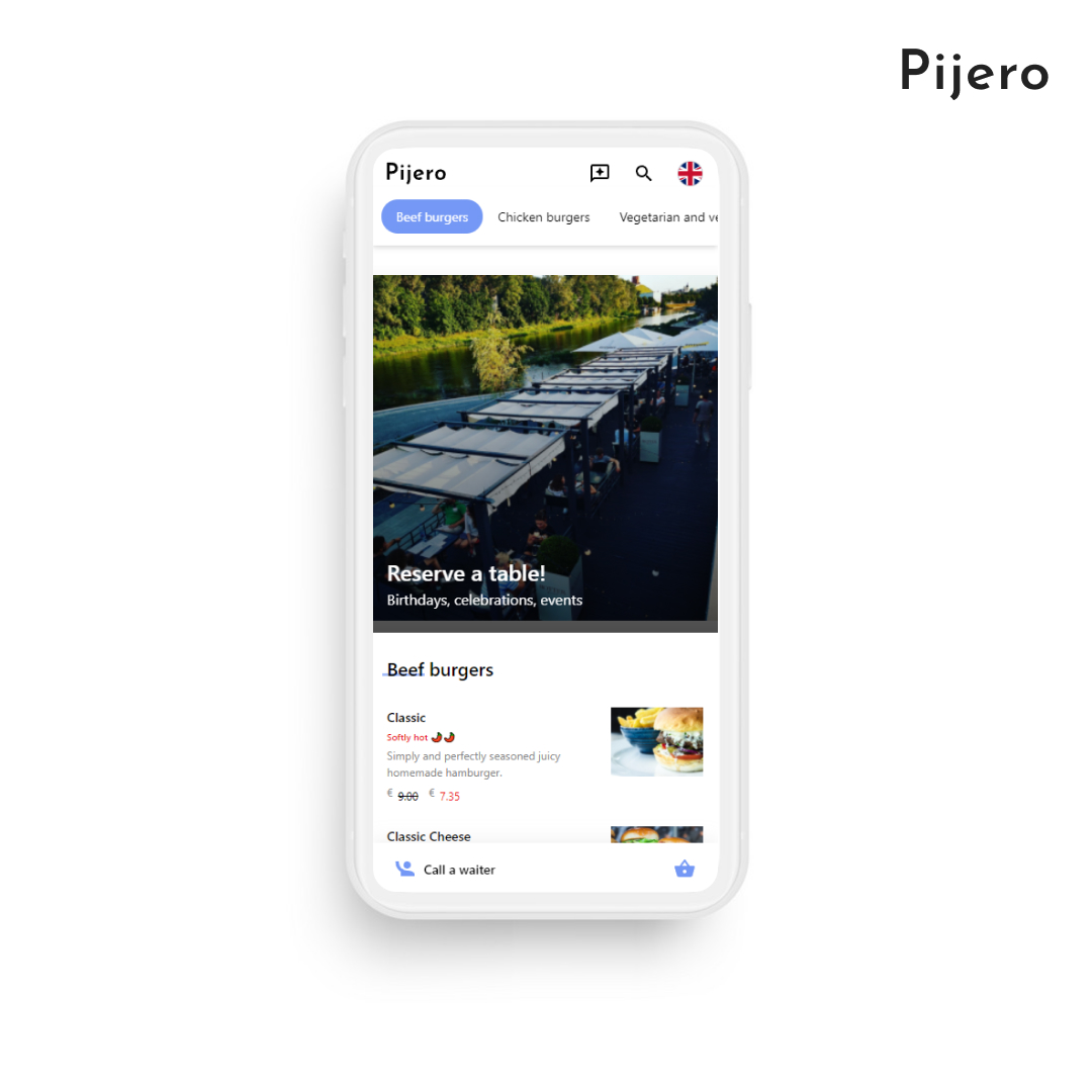 Pijero digital menu banners