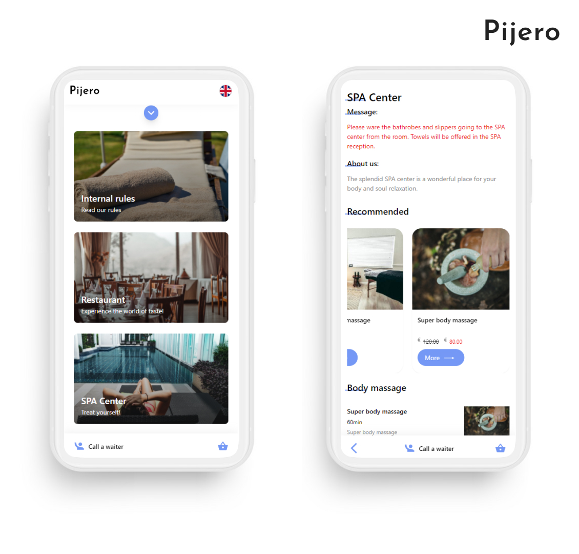 Pijero digital menu for hotels